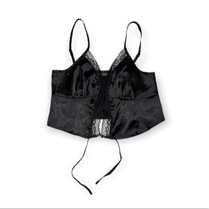 Shein Black Satin Front Tie Top, Size XS